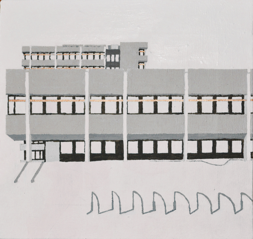 Malerei des ehemaligen Finanzamts von Oldenburg, das von den Architekten von Gerkan, Marg + Partner (gmp) gebaut wurde