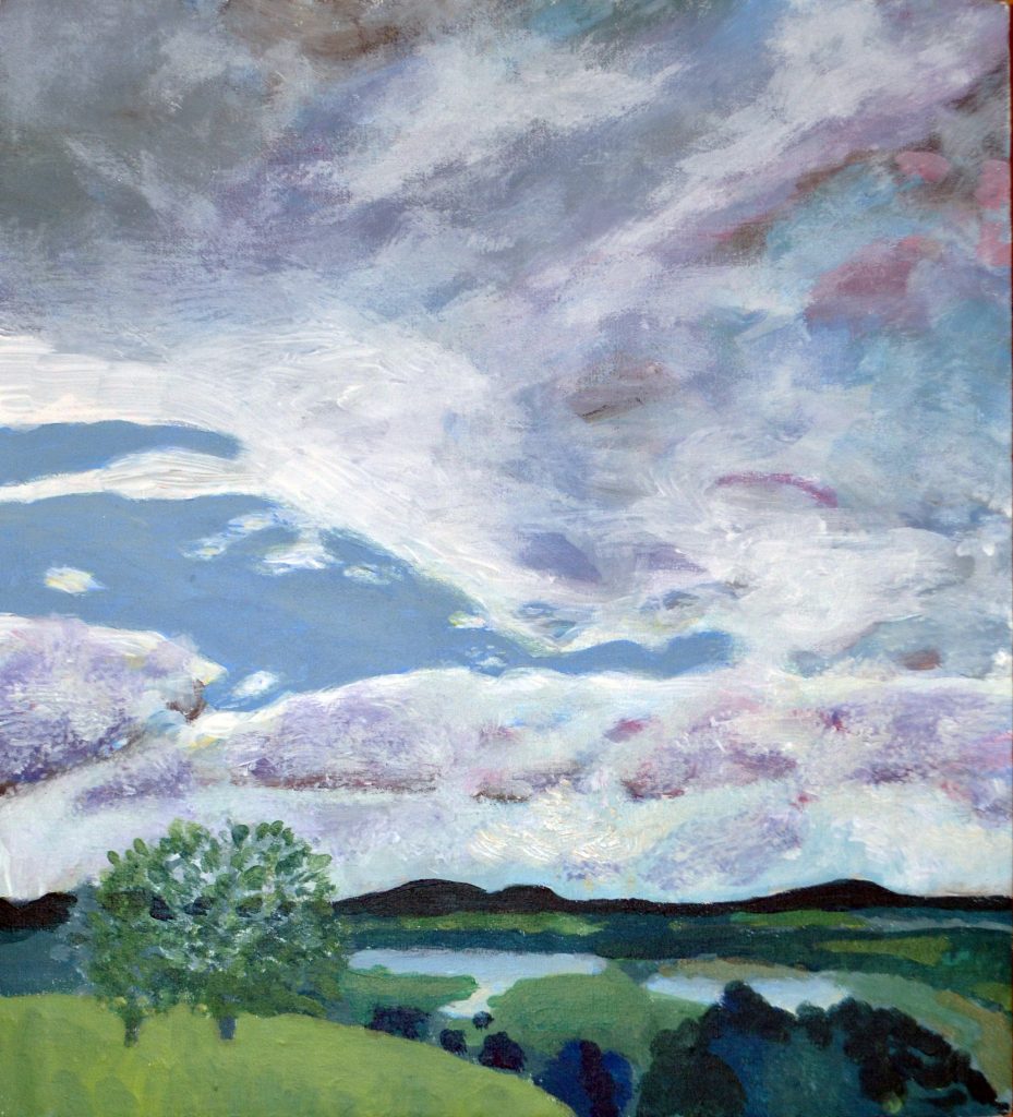 Foto der Malerei "Brodowin" von Ulrike Bernhard, 2025 Acryl auf Leinwand, 30 x 27 cm
