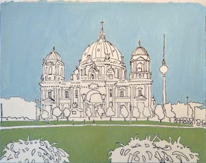 Berliner Dom, 2015/2026, Acryl, Fineliner auf Papier, 16 x 20 cm