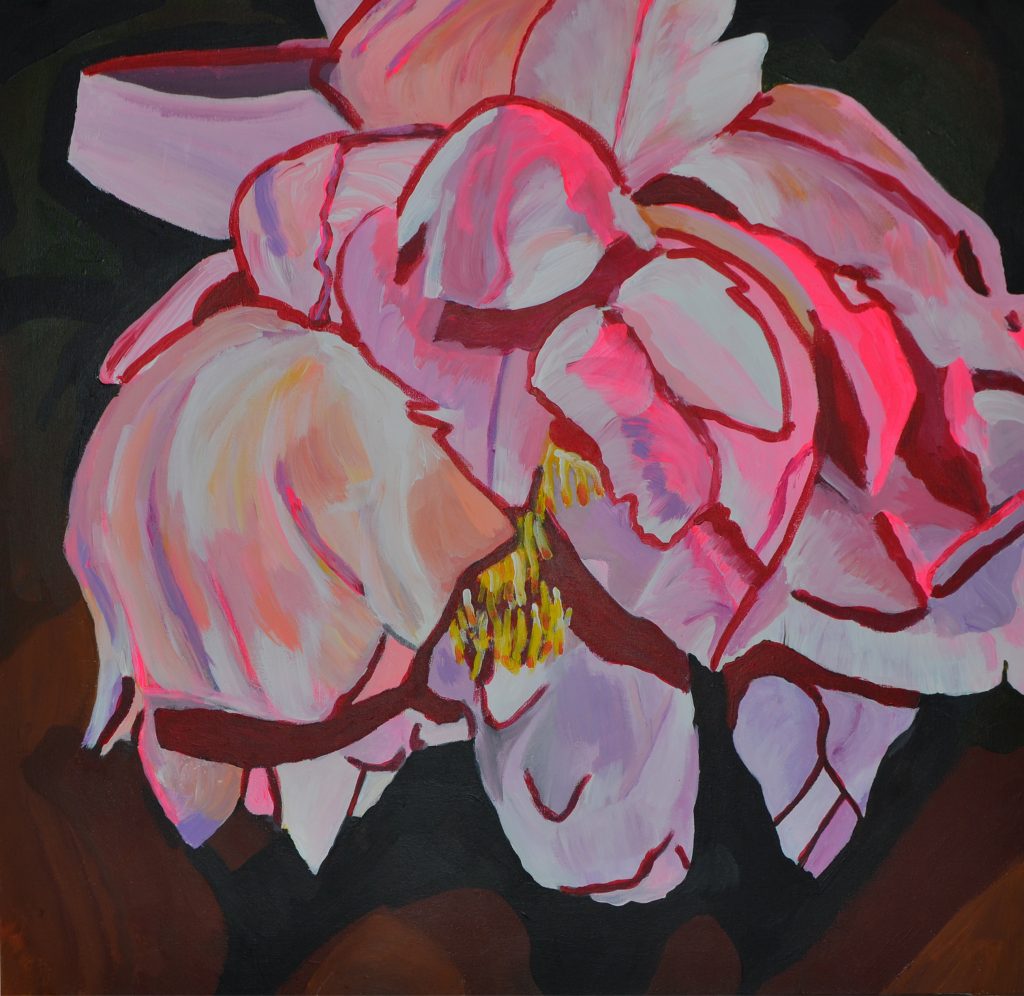 Welkende Pfingstrose, 55 x 56 cm, Acryl auf Leinwand, 2026